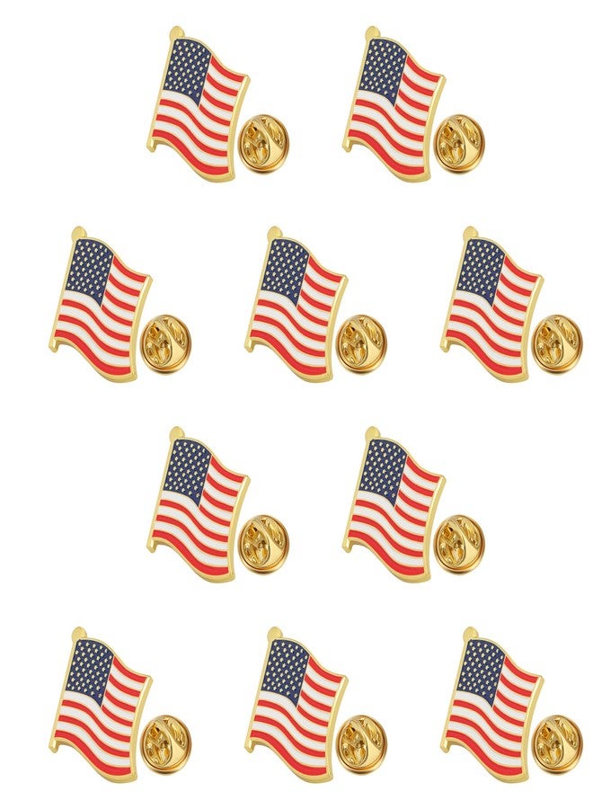 TONOS Exquisite American Flag Lapel Pin 10 PACK -The Stars and Stripes Flag Pins, Solid Metal US Flag Lapel Pin for Memorial Day, Flag Day, Independence Day, Veterans Day (Wave-10PC) - Image 1