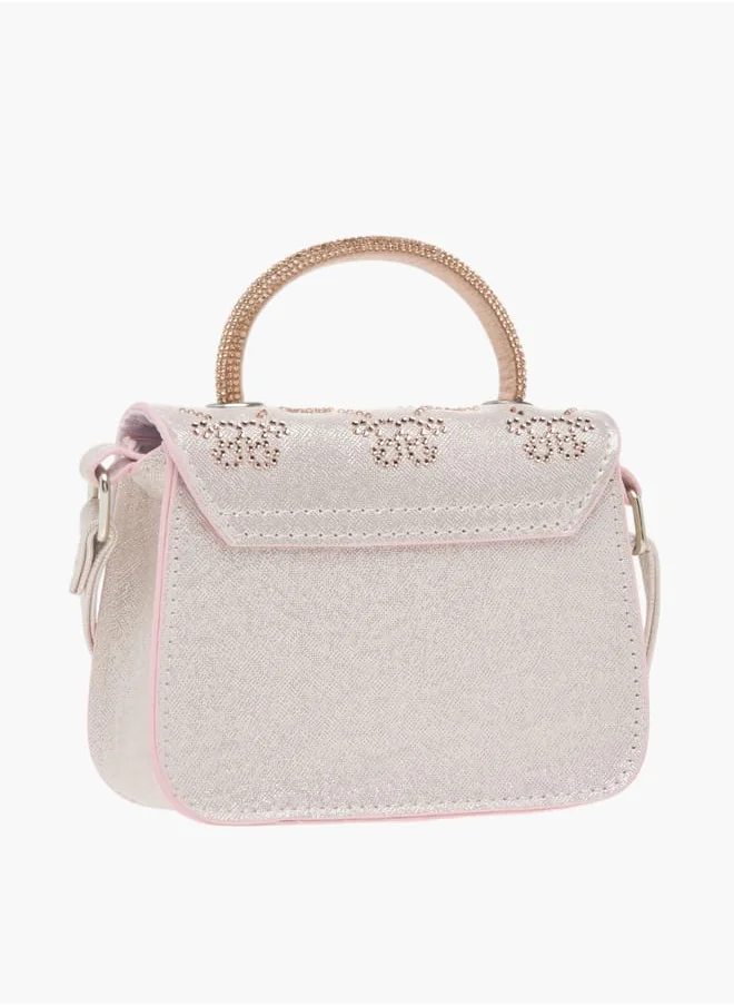 باربي Girls Embellished Crossbody Bag with Adjustable Strap and Flap Closure