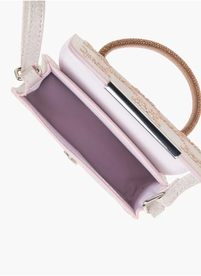 باربي Girls Embellished Crossbody Bag with Adjustable Strap and Flap Closure