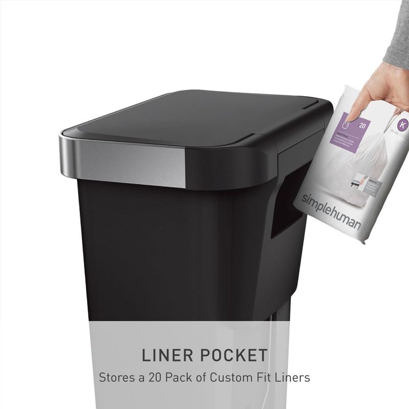 simplehuman 45 Liter / 12 Gallon Rectangular Kitchen Step Trash Can with Soft-Close Lid, Black Plastic - Image 4