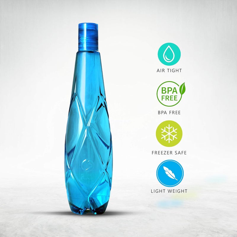 Stysol Reusable Water Bottle Checkered Pattern Office Fridge Bottle 1 Litre Set of 6 Home Gym Yoga - Image 4