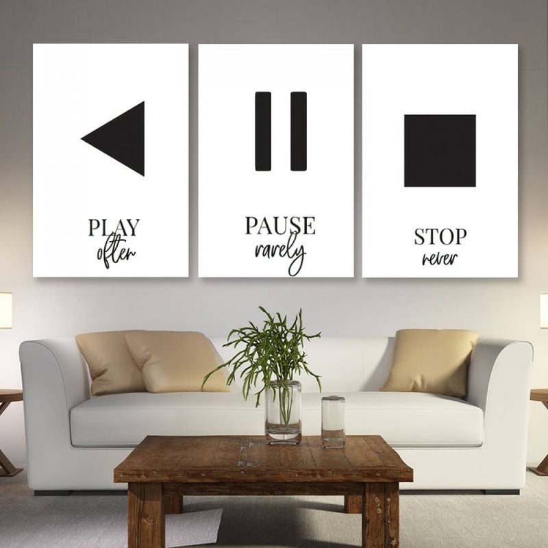 Marktna Three modern canvas paintings with a hollow frame, measuring (150×70), three pieces - Image 1