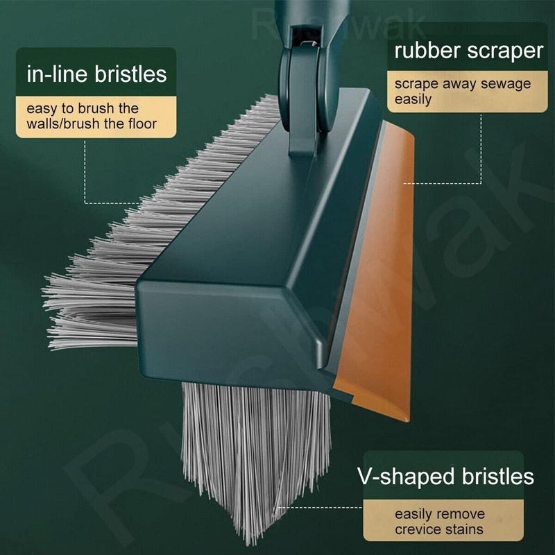 HGC Bathroom Cleaning Brush with Wiper Tiles Cleaning Brush Floor Scrub Bathroom Brush with Long Handle 120 Rotate Bathroom Floor Cleaning Brush Home Kitchen 3 in 1 - Image 4
