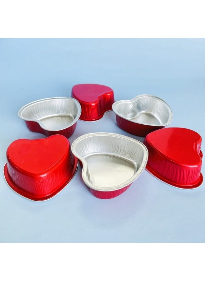 Thickened Colorful Heart-shaped Baking Cups Pudding Cake Oven Special Aluminum Foil High-temperature Resistant Box Mooncake Tray-Color - Image 4