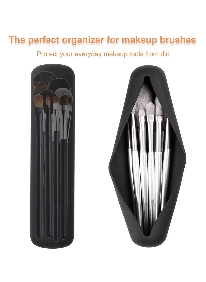 Makeup Brush Bag, Makeup Brush Case for Travel, Soft Sleek Silicone Makeup Brush Organizer, Trendy u0026 Portable Makeup Brush Bag, Makeup Brush Holder (Black) - Image 5