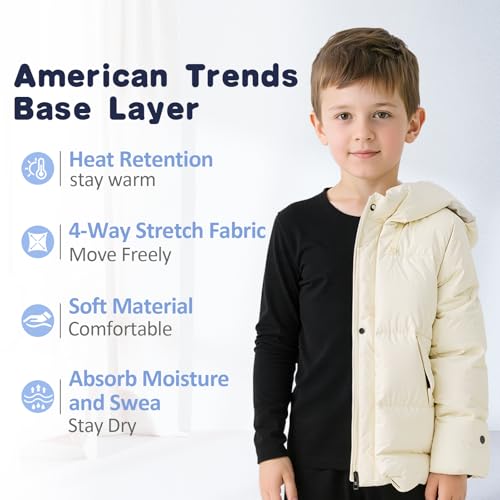 American Trends Boys Thermal Underwear Ultra Soft Kids Long Johns Thermal Sets Toddler Base Layer Sets Medium (90) /2T Dark Blue - Image 3
