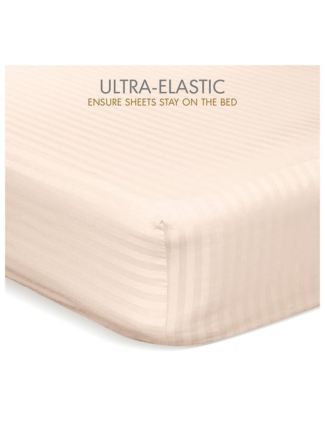 Hotel Linen Klub Down Alternative Comforter  Set -Ultra Soft Brushed Stripe Microfiber Fabric, 200GSM Soft Fibersheet Filling, Size :Single 160 x 200cm , Color: Cream  - Image 5