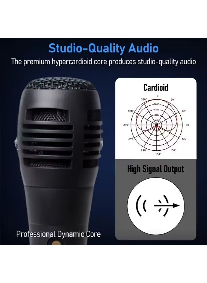 مايكرو ميكروفون سلكي ديناميكي احترافي متعدد الأغراض، مناسب للكاريوكي والغناء والمؤتمرات، ميكروفون محمول باليد، مناسب للكاريوكي، ومؤتمرات الفيديو، والبث المباشر، والتسجيل، وألعاب الفيديو. - Image 3