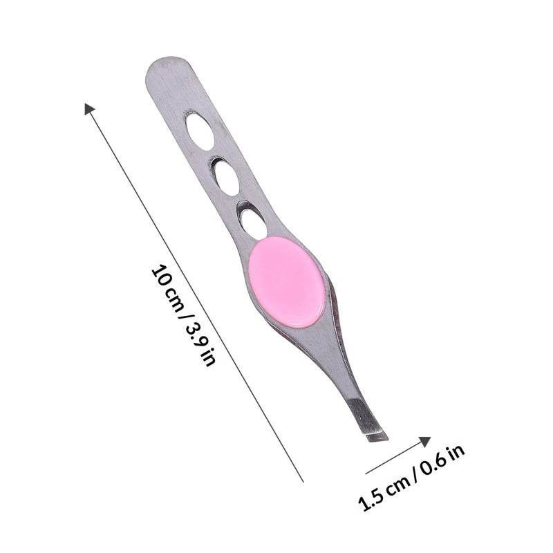 Stainless Steel Slant Tip Eyebrow Tweezers Set 4 Pieces Random Color - Image 3