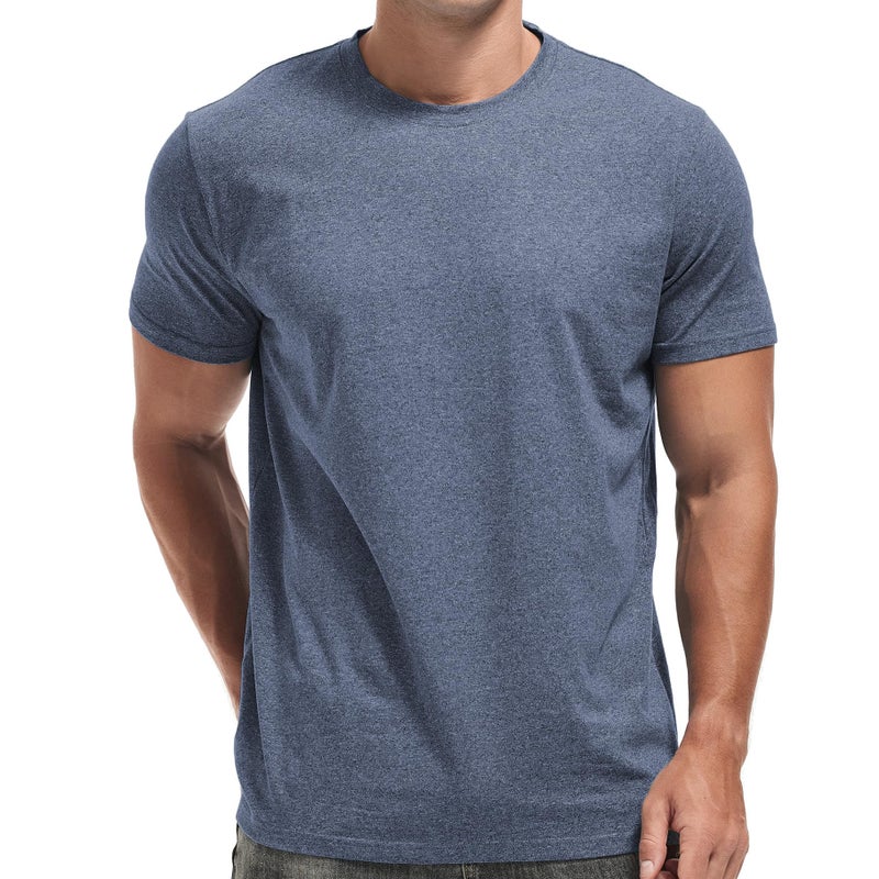 VEIISAR Crew Neck Tees Premium Men's T-Shirts - Soft and Fit Mens T-Shirt - Casual Stylish Tee for Men Blue Gray L - Image 1