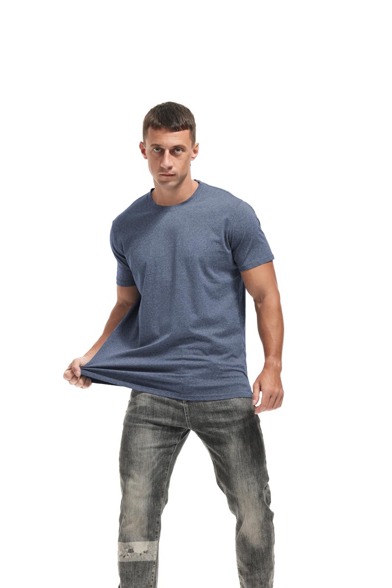 VEIISAR Crew Neck Tees Premium Men's T-Shirts - Soft and Fit Mens T-Shirt - Casual Stylish Tee for Men Blue Gray L - Image 3