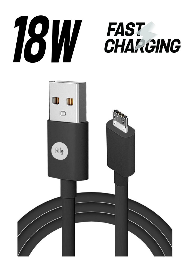 Filly Micro to USB Cable Fast Quick Charger Cable USB to Micro USB Android Charging Cord compatible for Galaxy S7 S6, Note, LG, Nexus, Nokia, PS4- Black 1M - Image 1