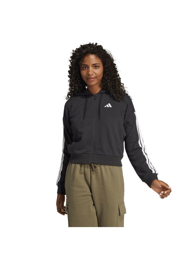 Adidas W 3S Ft Fz Hd Black Training Track Tops For Women XS  - Image 2