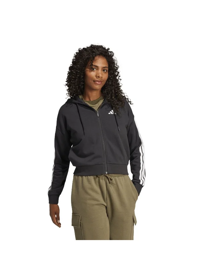 Adidas W 3S Ft Fz Hd Black Training Track Tops For Women XS