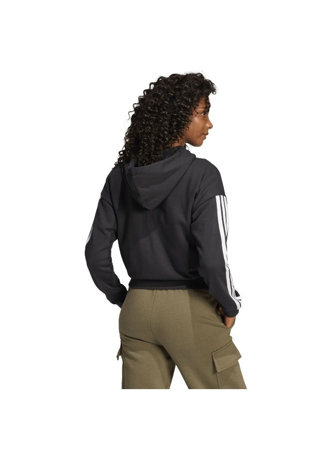 Adidas W 3S Ft Fz Hd Black Training Track Tops For Women XS  - Image 3