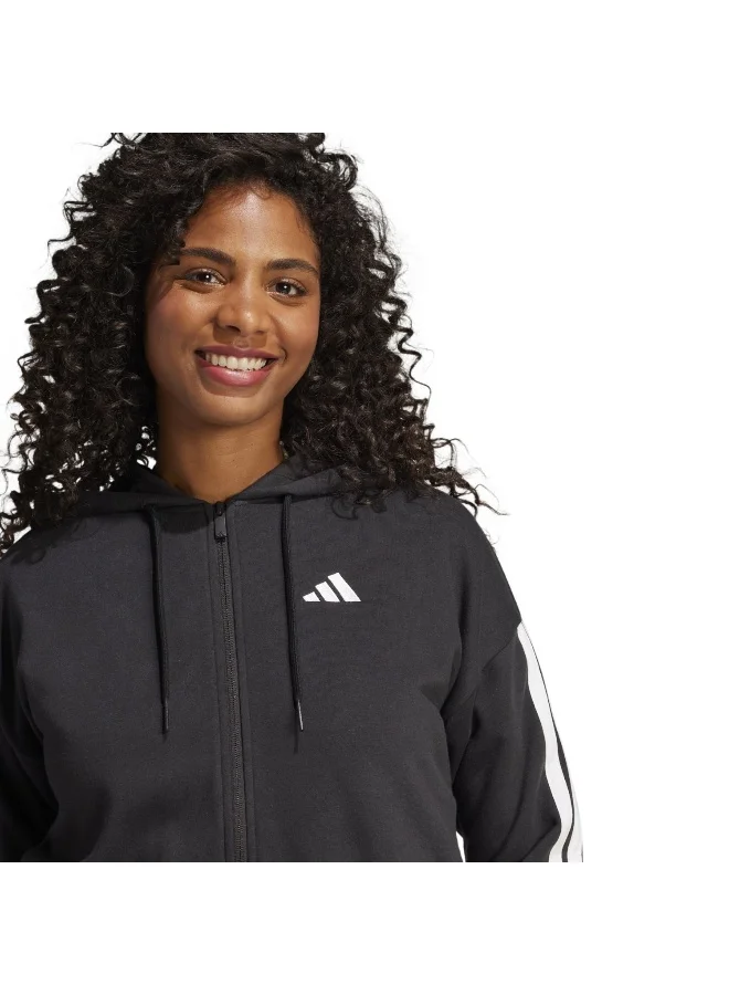 Adidas W 3S Ft Fz Hd Black Training Track Tops For Women XS