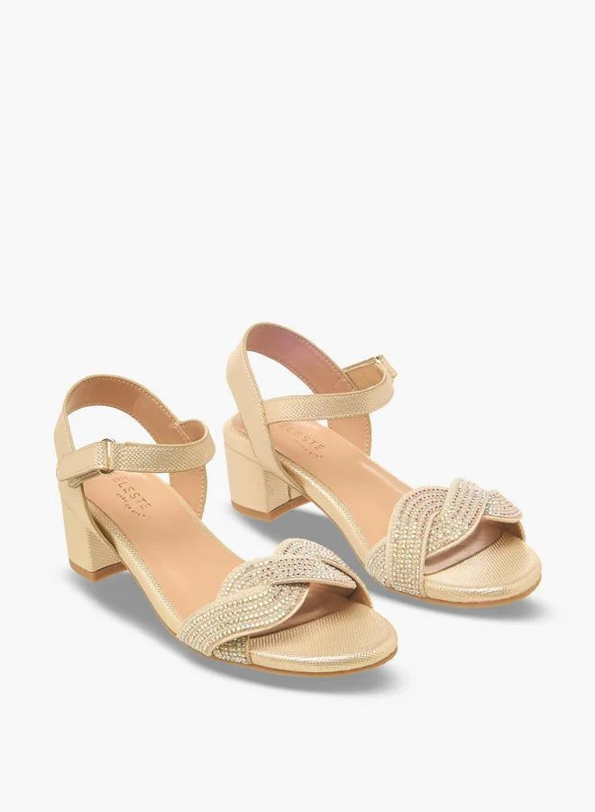 Celeste Girls Embellished Block Heel Sandals Ramadan Collections
