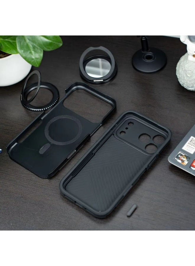 RADSUN Magnetic Armored Case for iPhone 17 Pro Max – Dual-Layer TPU + PC Rugged Shockproof Cover with Camera Protection – Black - Image 2
