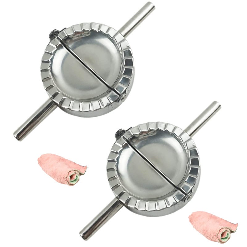 MGGi 2Pcs Stainless Steel Ravioli Mold Pierogi Dumpling MakerXLarge Size 5 Goya Empanada Press MoldRavioli Mould CrimperWonton Wraper Dough Cutterfor Pie Ravioli Dumpling PastryWith long handle