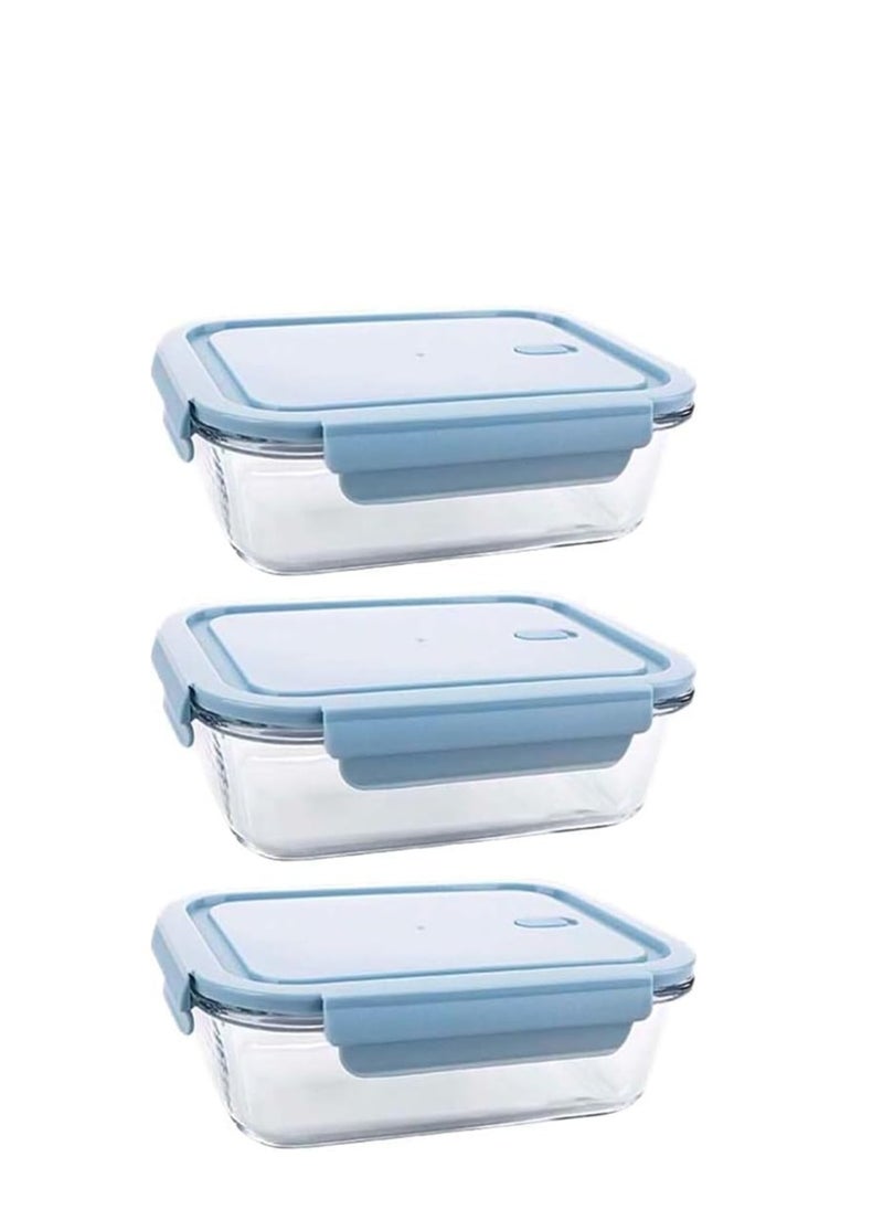 Generic - 3-Pack Glass Food Storage Containers with Leakproof Lids – Meal Prep Containers in 3 Sizes – Reusable Lunch Boxes for Home, Work, Freezer, and Microwave (Light Blue) - Image 1