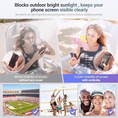 Kiorafoto Phone Umbrella for Sun, Magnetic Cellphone Sunshade Shield Umbrella, Universal Phone Umbrella Sun Blocker Cover Visor for Beach Pool Outdoor Tiktok YouTube Video Photo Watching Shooting Anti-Glare - Image 2