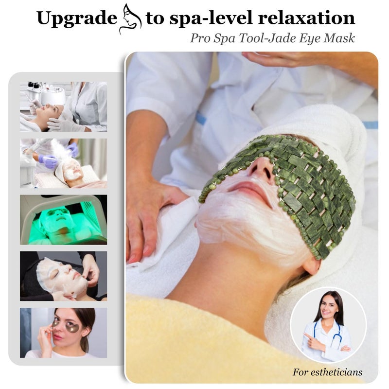 LazyGa Jade Eye Mask,Large Facial Cooling Mask with 100% Real Jade for Hot & Cold Therapy,Green Stone Facial Eyes Sleeping Mask Relief Eye Cover - Image 2