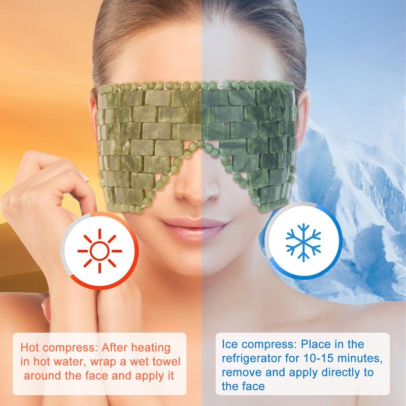 LazyGa Jade Eye Mask,Large Facial Cooling Mask with 100% Real Jade for Hot & Cold Therapy,Green Stone Facial Eyes Sleeping Mask Relief Eye Cover - Image 4