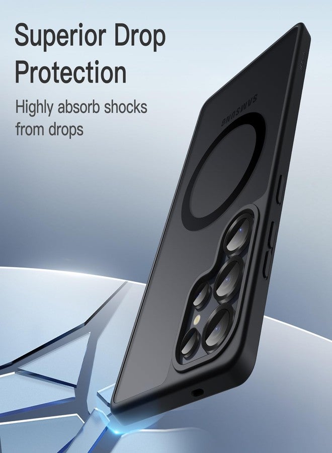 جي تيك جراب مغناطيسي من JETech لهاتف سامسونج جالاكسي S25 ألترا 5G، متوافق مع MagSafe، غطاء خلفي شفاف غير لامع مقاوم للصدمات (أسود تيتانيوم) - Image 5