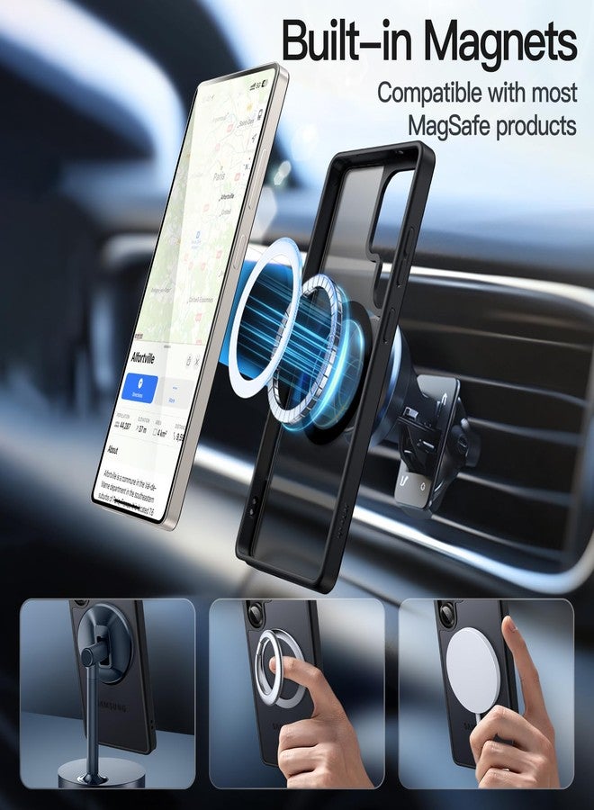 جي تيك جراب مغناطيسي من JETech لهاتف سامسونج جالاكسي S25 ألترا 5G، متوافق مع MagSafe، غطاء خلفي شفاف غير لامع مقاوم للصدمات (أسود تيتانيوم) - Image 3