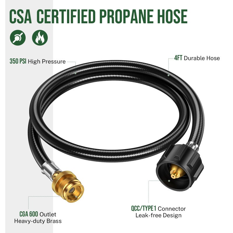 Alloxity 4ft Propane Hose Adapter 1lb to 20lbï¼ŒPropane Adapter 20lb to 1lb Converter, Propane Tank Adapter Hose 20 lb to 1 lb for Weber Q Grill/Coleman Stove/Blackstone Griddle/Buddy Heater/Weber Traveler - Image 5