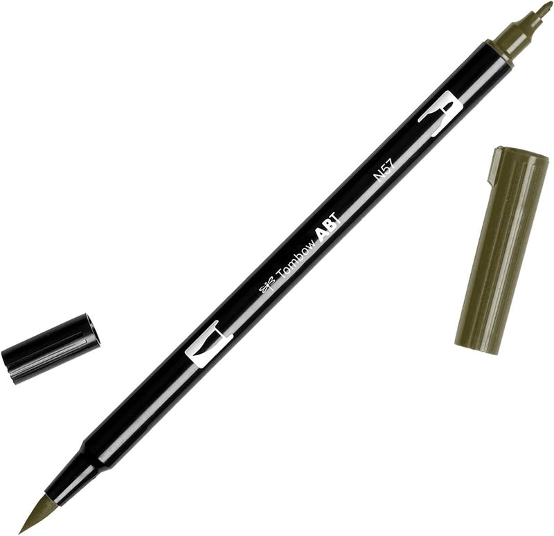 Tombow ABT Dual Brush Pen - Warm Gray 5 (N57) - Flexible Brush and Fine Tip Marker for Drawing and Writing - Image 1