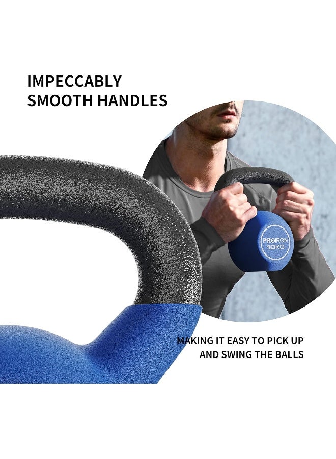 PROIRON Neoprene Coated Kettlebell Weights Solid Cast Iron Kettlebell, Strength Training Kettlebells for Weightlifting, Conditioning, Strength & Core Training - 10KG - Image 2