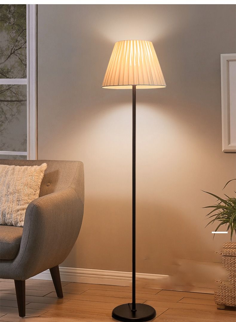 XiuWoo Black Pole Floor Lamp Simple Design Tall Lamp with Shade Standing Lamp with LED Bulb 3 Colors Brightness Work Lamp for Living Room and Bed Room - Image 2