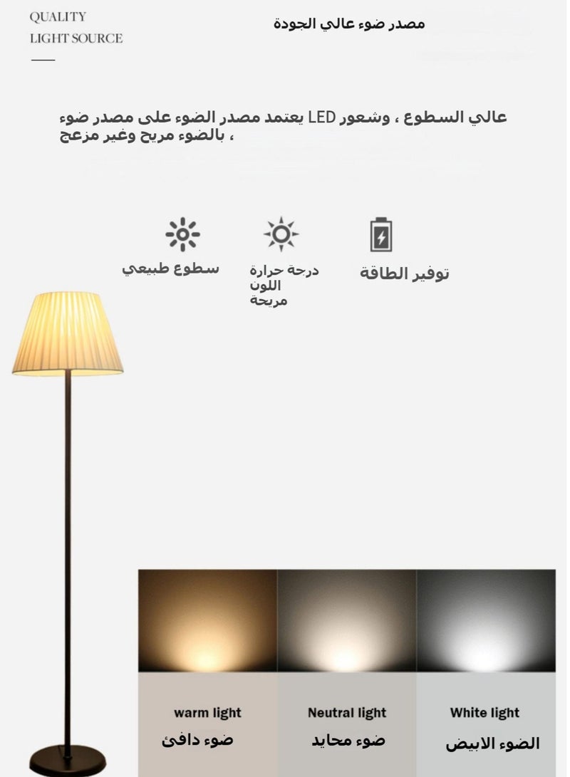 XiuWoo Black Pole Floor Lamp Simple Design Tall Lamp with Shade Standing Lamp with LED Bulb 3 Colors Brightness Work Lamp for Living Room and Bed Room - Image 3