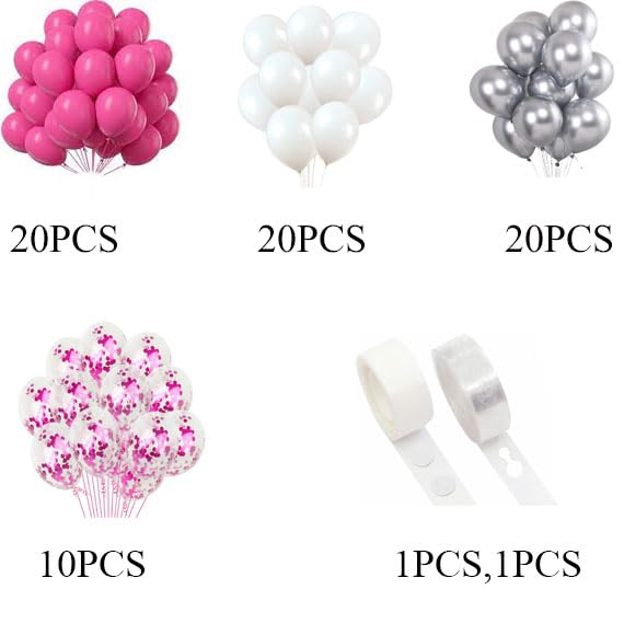 SOI Metallic Balloons - Large 72 Pcs, Silver, Pink And White Balloons For Decoration | Birthday Decoration Items For Girls, Boys | Balloons For Birthday Decoration | Balloons For Birthday Combo - Image 2