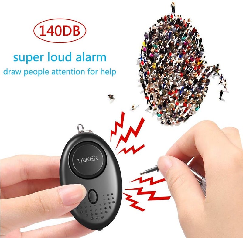 Taiker Personal Alarm for Women, 10 Packs 140DB Emergency Self-Defense Security Alarm Keychain with LED Light for Women Kids and Elders (Black & White) - Image 2