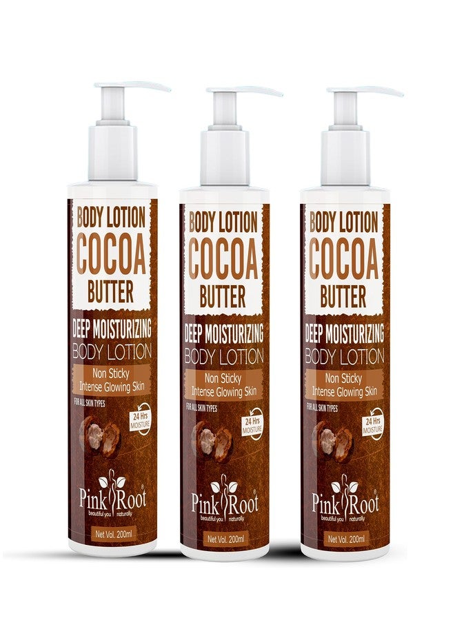 Pink Root Body Lotion Cocoa Butter 200ml (Pack of 3) - Image 1