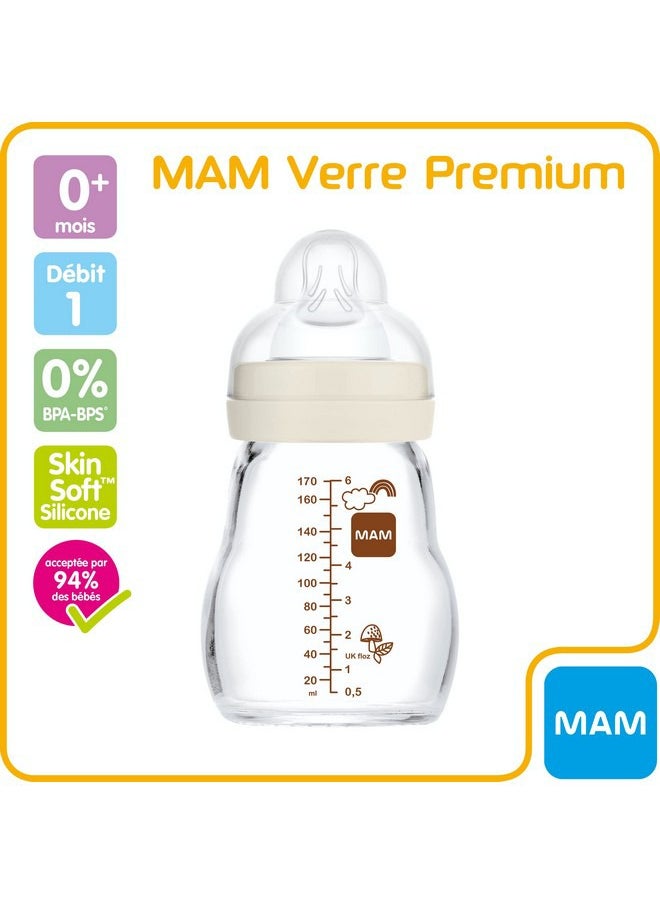 MAM - Glass Bottle With Teat, 170Ml, 0m + - Image 1