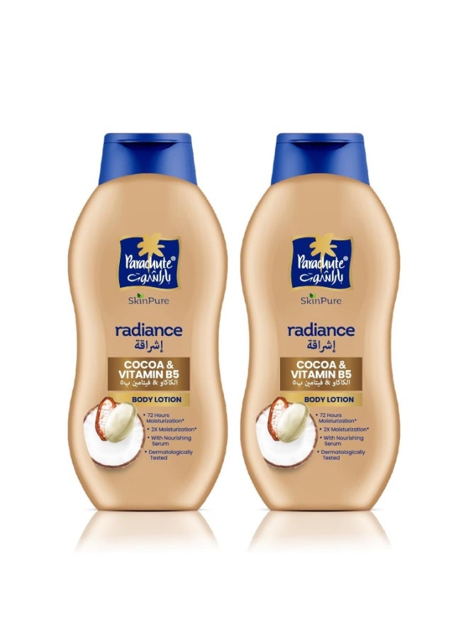 Parachute Radiance Cocoa & Vitamin B5 Body Lotion 400ml X 2Pcs - Image 1