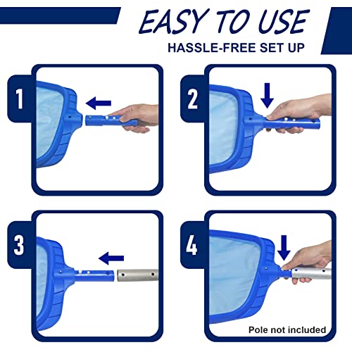 Poolvio Heavy Duty Swimming Pool Leaf Skimmer Net with Strong Reinforced Handle for Cleaning Swimming Pools, Hot Tubs, Spas and Fountains - Image 4