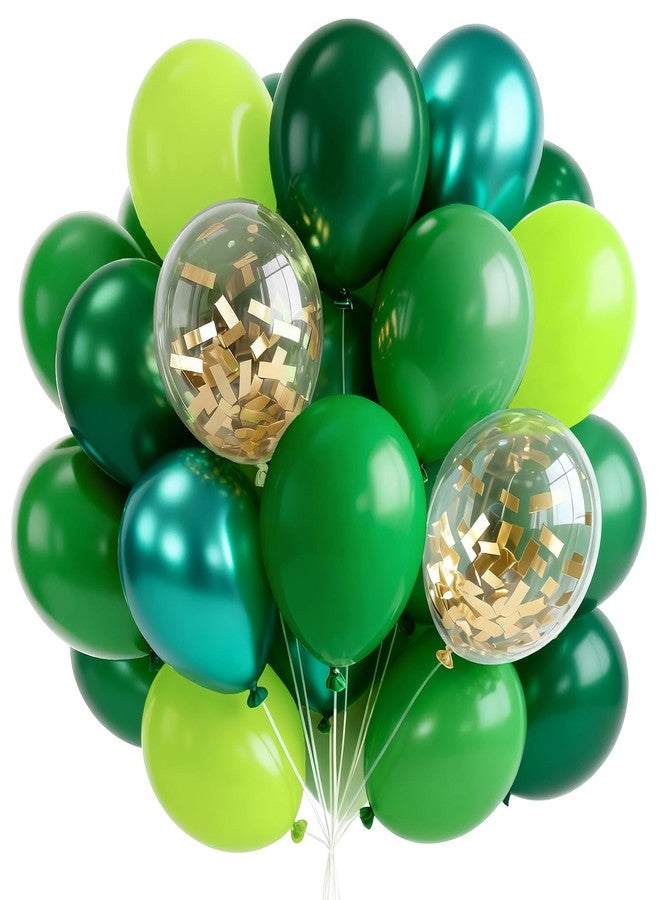 بارتي وو بالونات PartyWoo الخضراء، 66 قطعة، 12 بوصة، لون أخضر ليموني فاتح، لون زمردي داكن، لون صياد الغابة، لون أخضر معدني، لون ذهبي، لحفلات استقبال المولود الجديد، حفلات الزفاف، الخطوبة، زينة حفلات أعياد الميلاد - Image 1