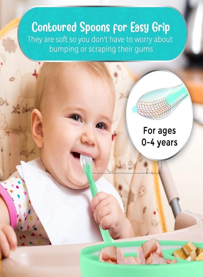 Nibbler Baby Silicone Feeding Spoon | Soft Tip Infant Spoon for Newborns & Toddlers, BPA Free, Gentle on Gums (Pack of 4) - Image 3