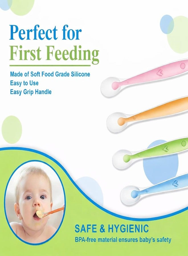 Nibbler Baby Silicone Feeding Spoon | Soft Tip Infant Spoon for Newborns & Toddlers, BPA Free, Gentle on Gums (Pack of 4) - Image 4