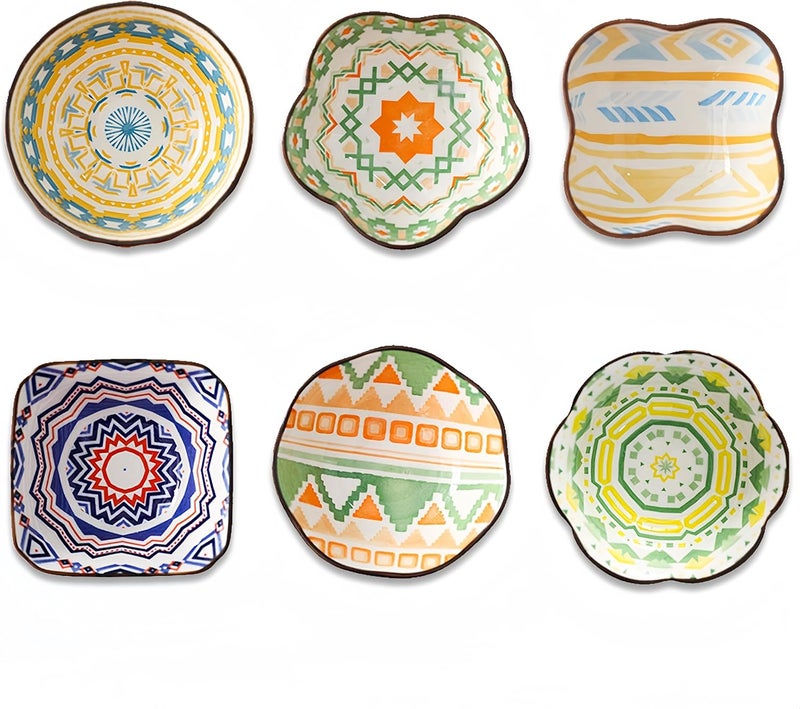 RareCi Dip Bowls 4 Oz - 6-Pack Little Dipping Bowl Set - Strong Ceramic Mini Bowl - Small Condiment, Appetizer, Snack, Soy Sauce Dish - Easy To Clean, Microwave-Safe - Cute Serving Bowls for Parties - Image 1