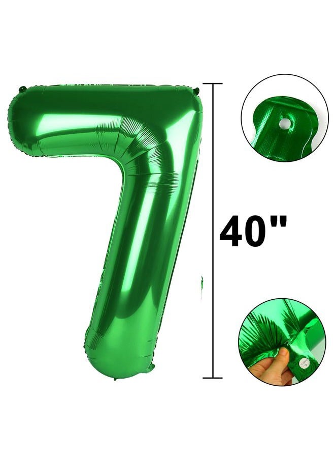 Kelfuoya 40 Inch Green Large 7 Number Balloons Dark Green, Big Foil Number Balloons, Giant Helium Happy 17th 27th Birthday Party Decorations for Man and Women, Huge Mylar Anniversary Party Supplies - Image 2