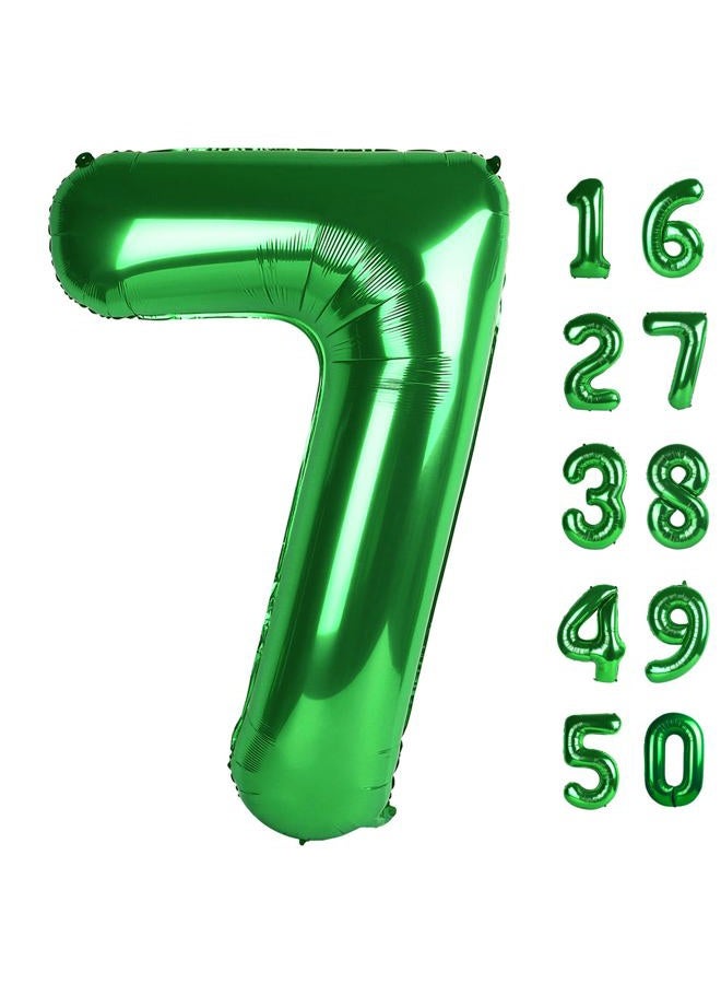 Kelfuoya 40 Inch Green Large 7 Number Balloons Dark Green, Big Foil Number Balloons, Giant Helium Happy 17th 27th Birthday Party Decorations for Man and Women, Huge Mylar Anniversary Party Supplies - Image 1