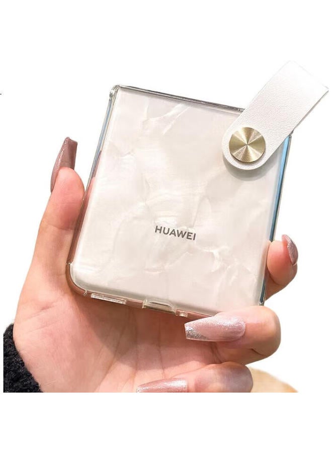 Purecolor Phone Case For Huawei Pocket 2, Foldable Pocket 2 Protective Cover, Full Protection, Ultra-Thin, Shockproof, Stand With Hand Strap, Simple Design For Men And Women, Transparent Soft Shell - White Hand Strap - Image 1