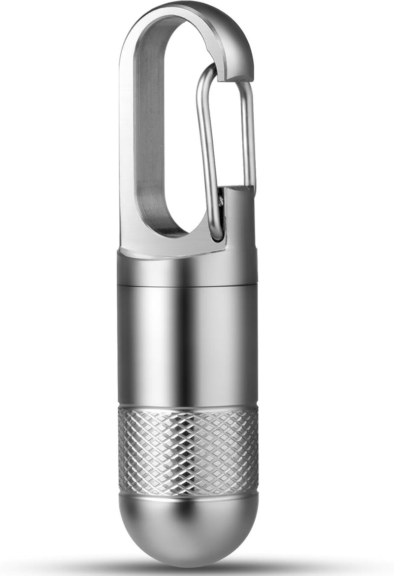 TISUR Small Titanium Pill Case, Titanium Keychain Pill Holder Travel Pill Box Container Multitool EDC Every Day Carry for Men (Gray Titanium Small - 1.06 inch) - Image 1