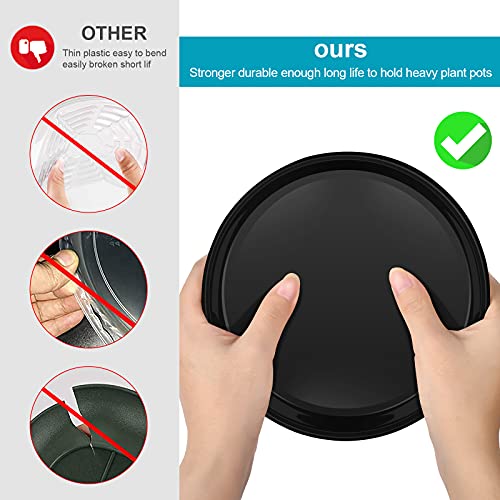 VUWEZ 6 Pack of Plant Saucer 10 Inch, 10 inch Plant Saucer Round, Plastic Flower Plant Trays for Pots, Plant Saucers for Indoors 9", Plant Pot Saucers, Planter Tray for Planter 8-10" (10", Black) - Image 3