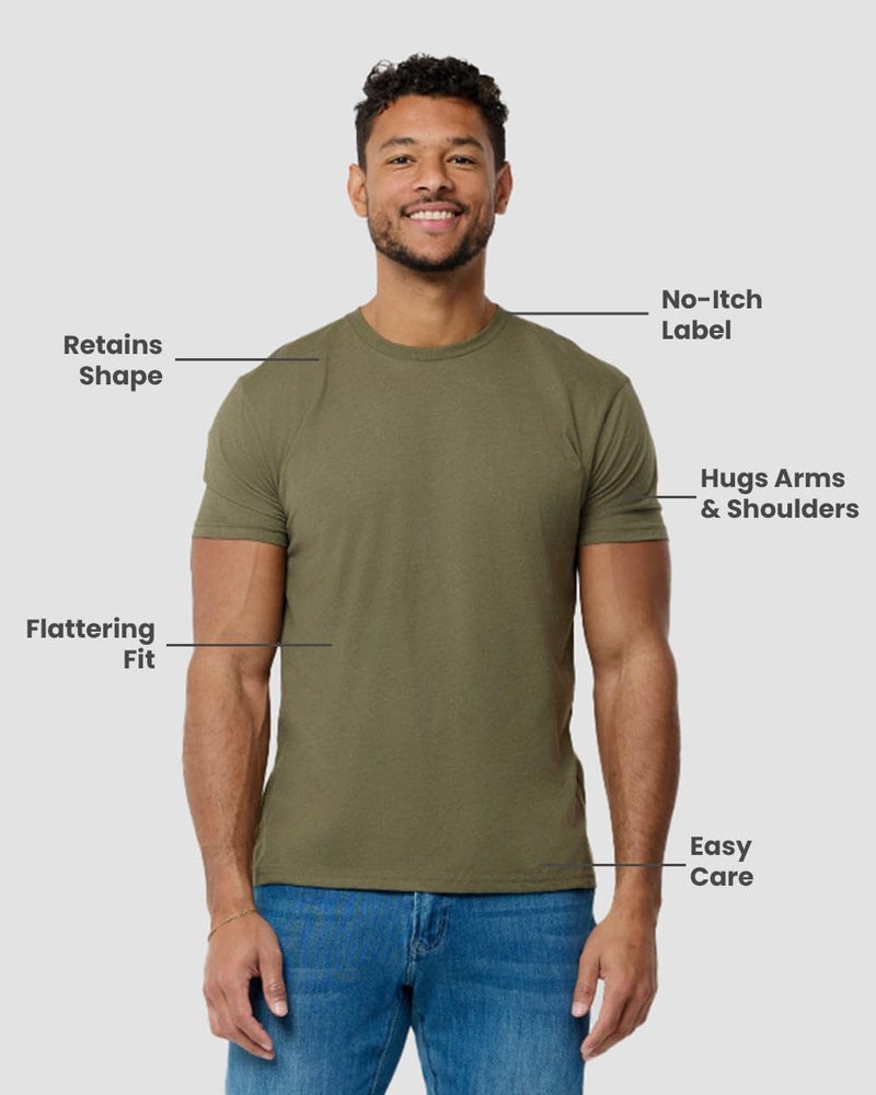 INTO THE AM Men's Plain Tees - Fitted Crewneck T-Shirts Casual Gym Workout Black White Short Sleeve Tshirts Shirts for Men (Olive Green, X-Large) - Image 4